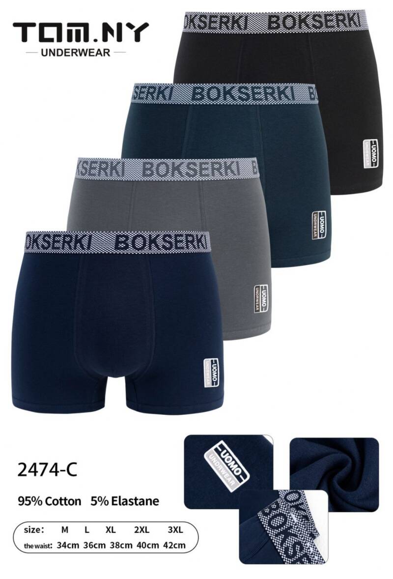Bokserki męskie Roz M-3XL, Mix kolor Paczka 24 szt